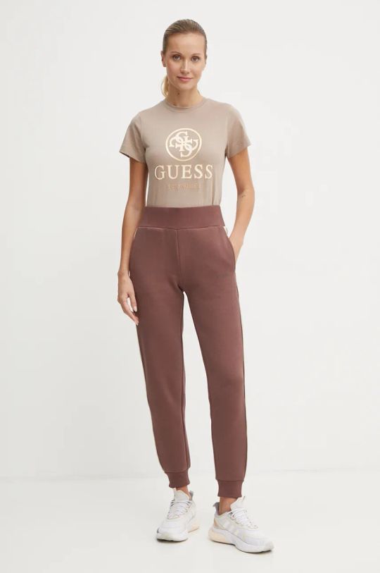 Guess pantaloni della tuta BRITNEY V2YB15.KB3P2 marrone AW24