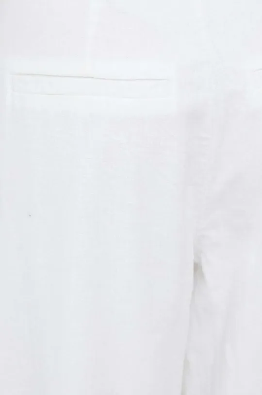 λευκό Λινό παντελόνι Abercrombie & Fitch