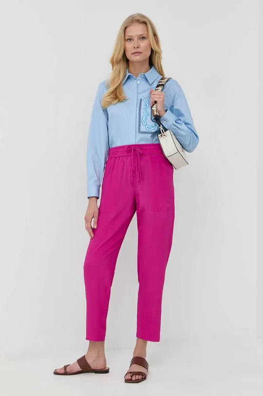 Παντελόνι με μετάξι Marella ροζ