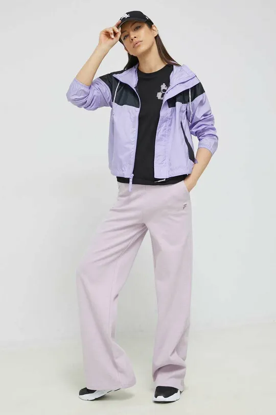Хлопковые спортивные штаны Fila фиолетовой