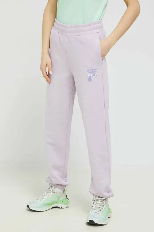 fioletowy Fila spodnie dresowe bawełniane Damski