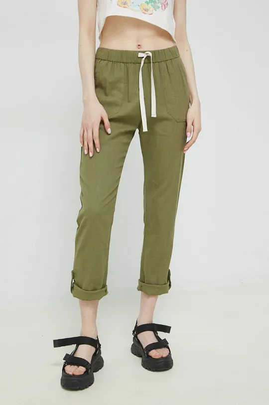 zielony Roxy spodnie lniane Damski