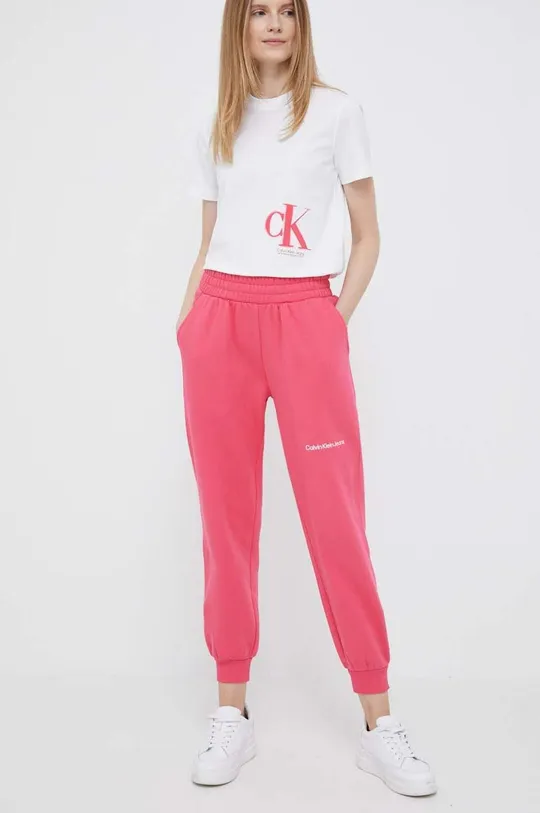 Παντελόνι φόρμας Calvin Klein Jeans ροζ