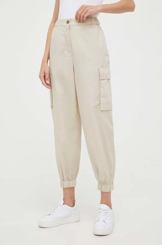 beżowy Sisley spodnie bawełniane Damski