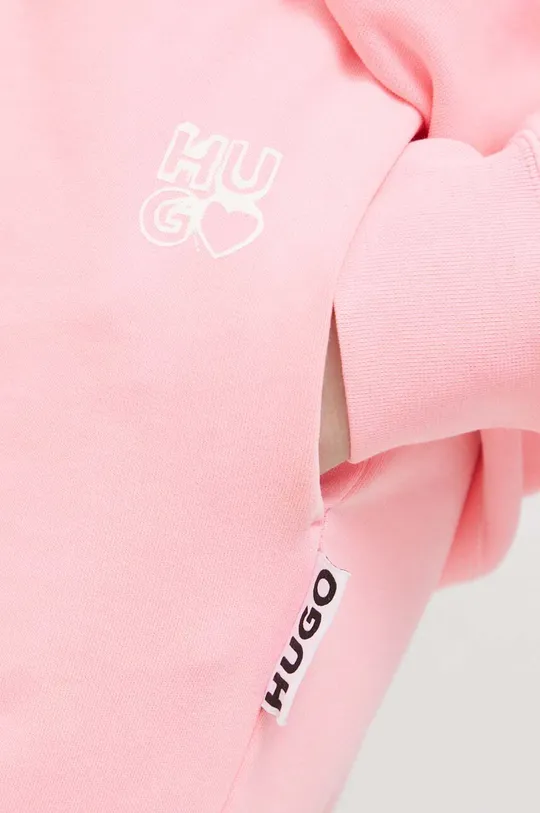 różowy HUGO spodnie dresowe bawełniane