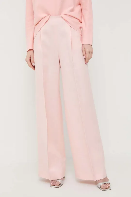 ροζ Λινό παντελόνι BOSS Γυναικεία