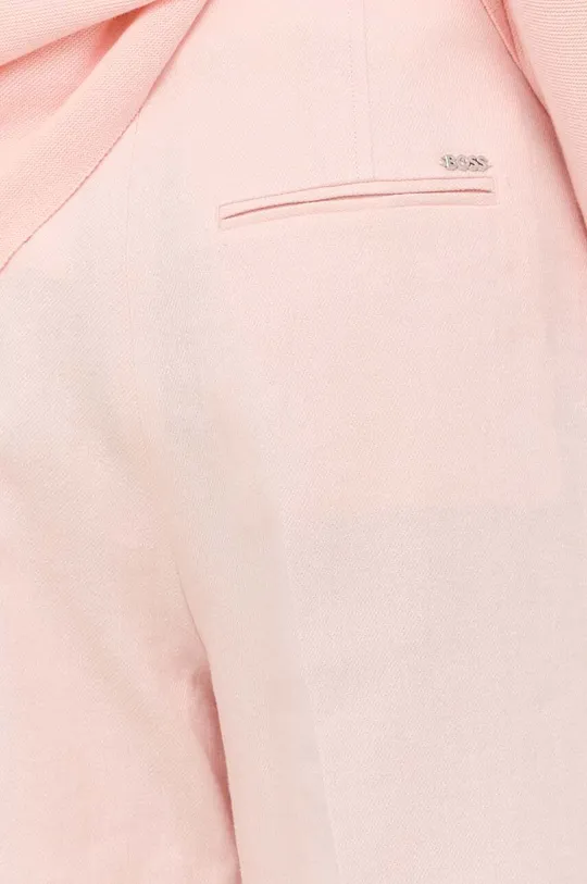 różowy BOSS spodnie lniane