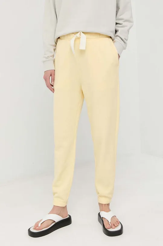 żółty Marc O'Polo spodnie dresowe bawełniane Damski