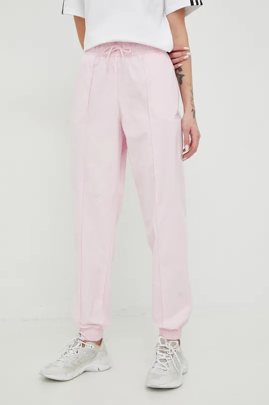 roza Bombažne hlače adidas Ženski