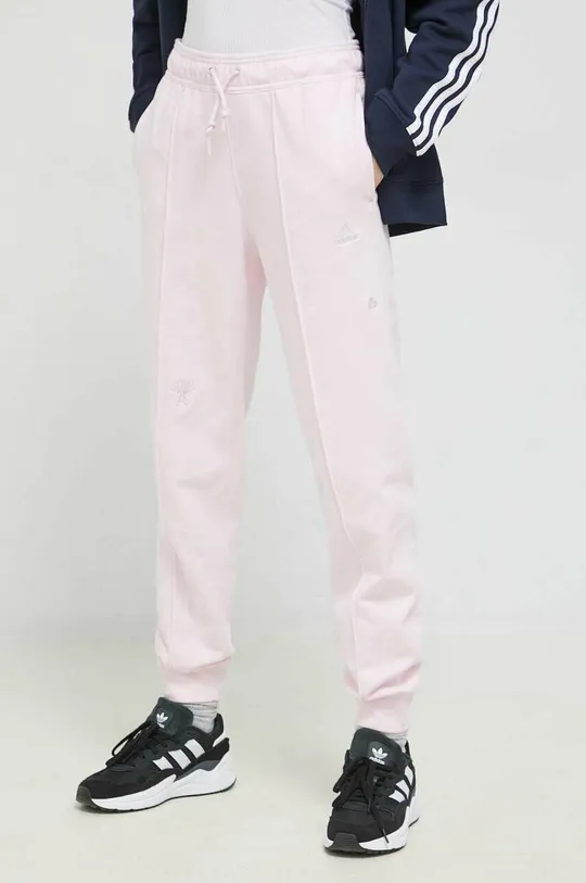 ροζ Βαμβακερό παντελόνι adidas Γυναικεία