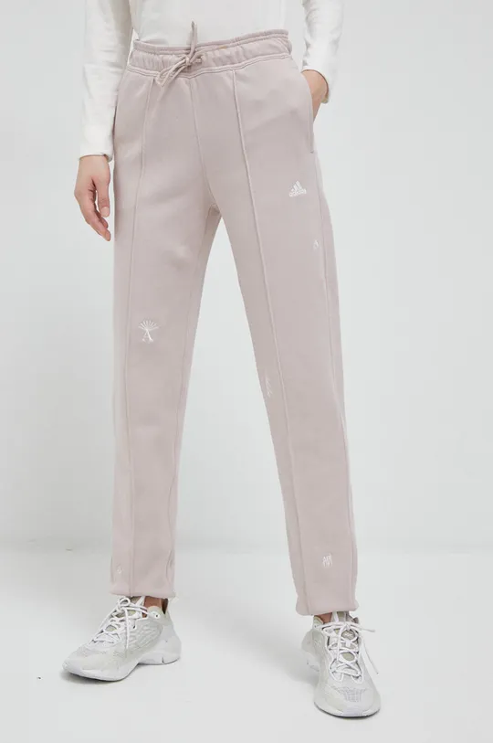 różowy adidas spodnie dresowe bawełniane Damski