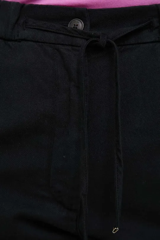 fekete Tommy Hilfiger nadrág vászonkeverékből