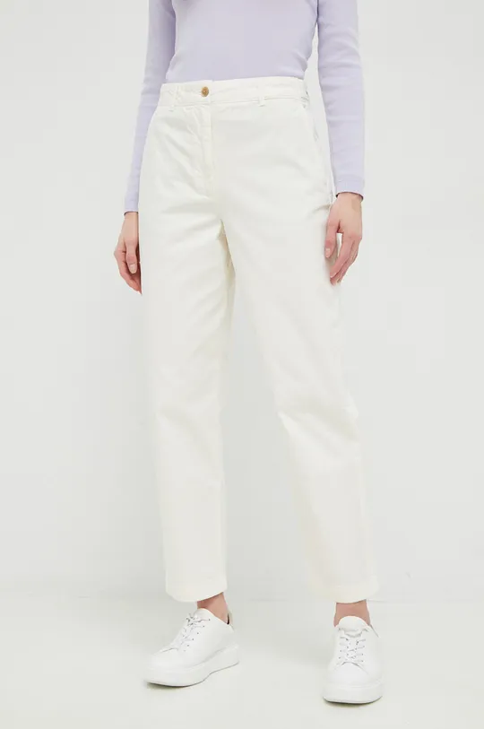λευκό Βαμβακερό παντελόνι Tommy Hilfiger Γυναικεία