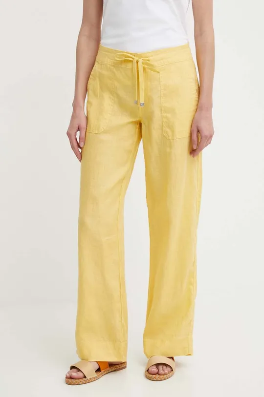 żółty Lauren Ralph Lauren spodnie lniane Damski