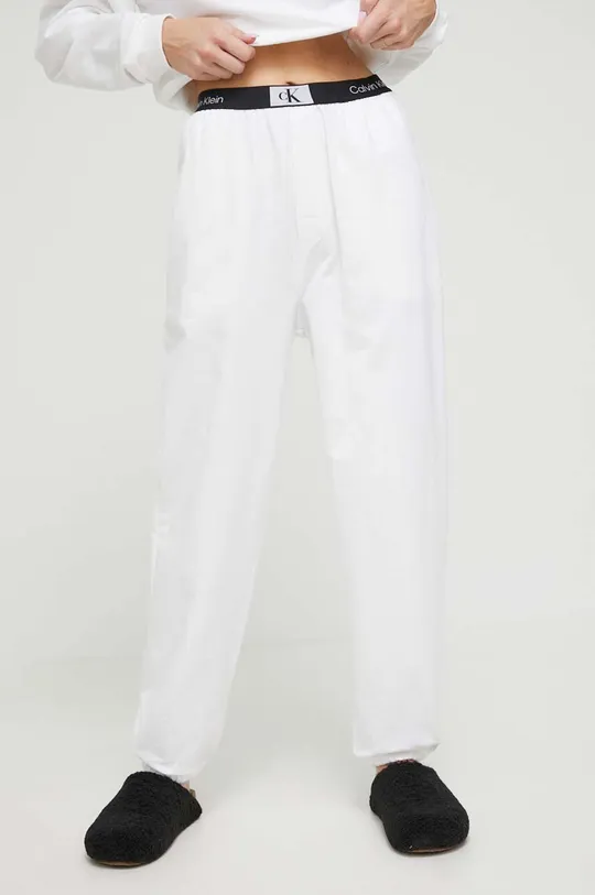λευκό Βαμβακερό παντελόνι Calvin Klein Underwear Γυναικεία