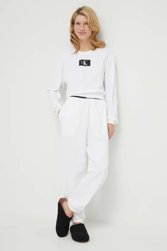 Βαμβακερό παντελόνι Calvin Klein Underwear λευκό