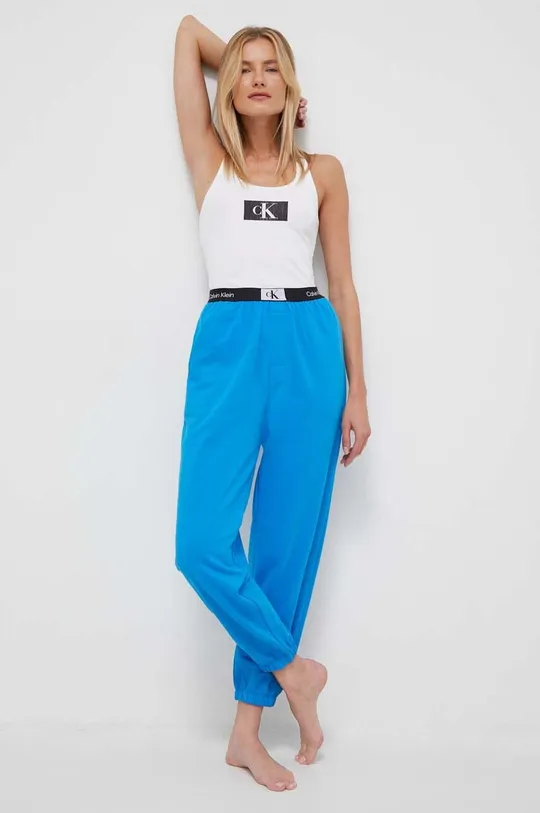 блакитний Бавовняні штани лаунж Calvin Klein Underwear Жіночий