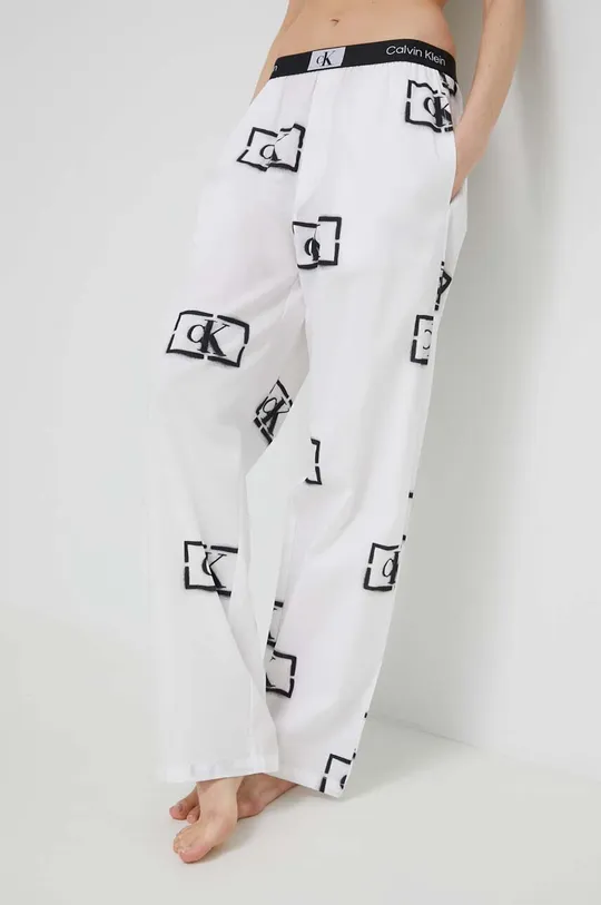 λευκό Βαμβακερό παντελόνι πιτζάμα Calvin Klein Underwear Γυναικεία