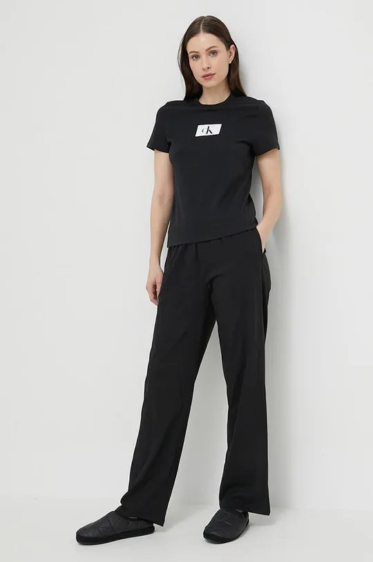 Bombažne pižama hlače Calvin Klein Underwear črna