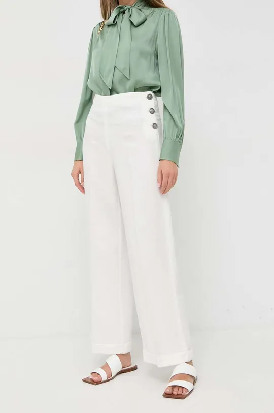 λευκό Παντελόνι με λινό μείγμα MAX&Co. Γυναικεία