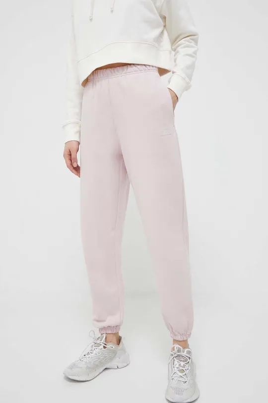 różowy New Balance spodnie dresowe bawełniane Damski