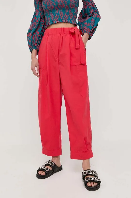 κόκκινο Βαμβακερό παντελόνι Weekend Max Mara Γυναικεία