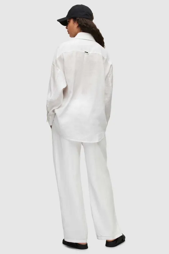 λευκό Λινό παντελόνι AllSaints