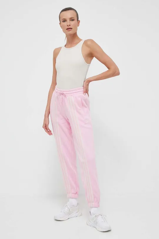 adidas Originals pantaloni da jogging in cotone rosa