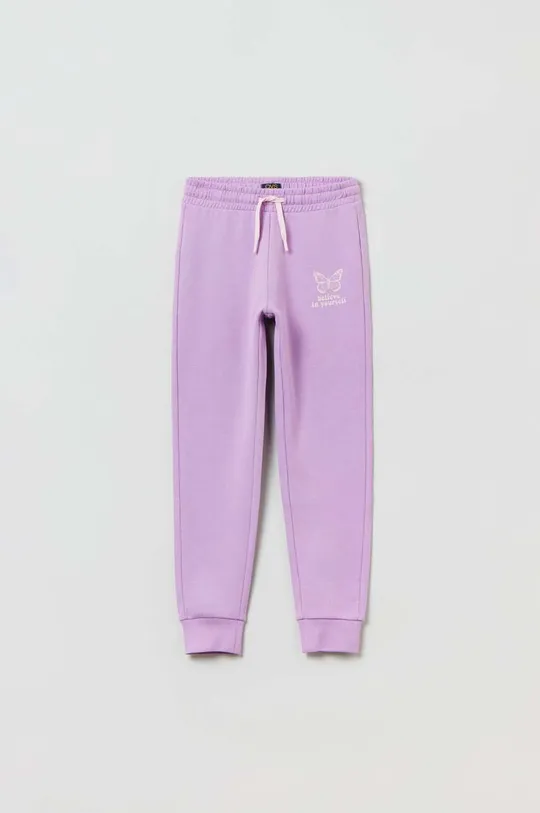 фіолетовий Дитячі бавовняні штани OVS Для дівчаток