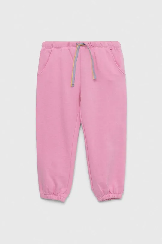 рожевий Дитячі бавовняні штани United Colors of Benetton Для дівчаток