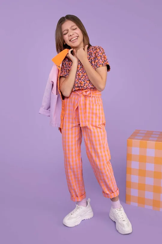 барвистий Дитячі бавовняні штани Coccodrillo Для дівчаток