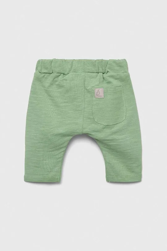 Бавовняні штани для немовлят United Colors of Benetton зелений