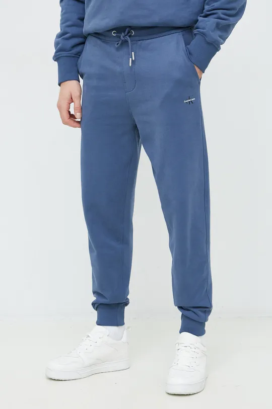 Βαμβακερό παντελόνι Calvin Klein Jeans μπλε