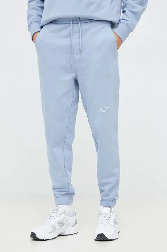 niebieski Calvin Klein Jeans spodnie dresowe bawełniane Męski