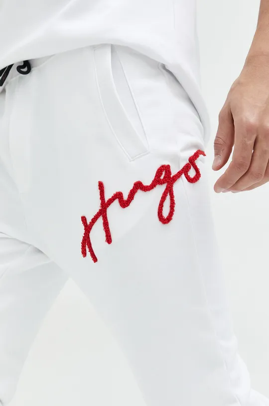 biały HUGO spodnie dresowe bawełniane