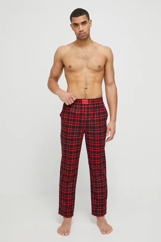 Homewear pamučne hlače HUGO crvena