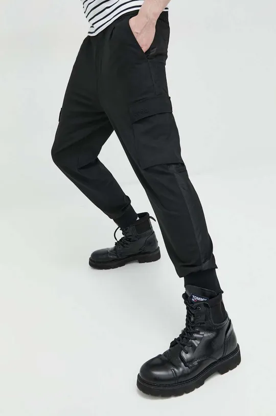 μαύρο Παντελόνι από μείγμα μαλλιού HUGO Ανδρικά