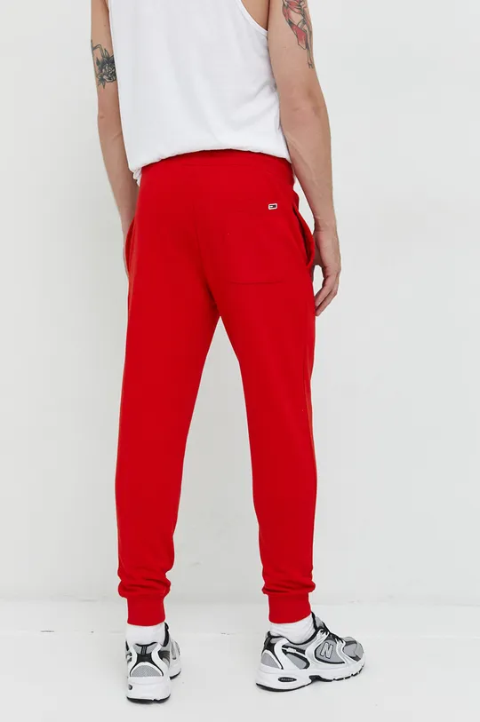 Βαμβακερό παντελόνι Tommy Jeans κόκκινο