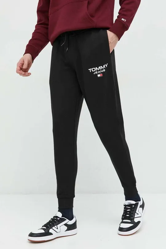 czarny Tommy Jeans spodnie dresowe bawełniane Męski