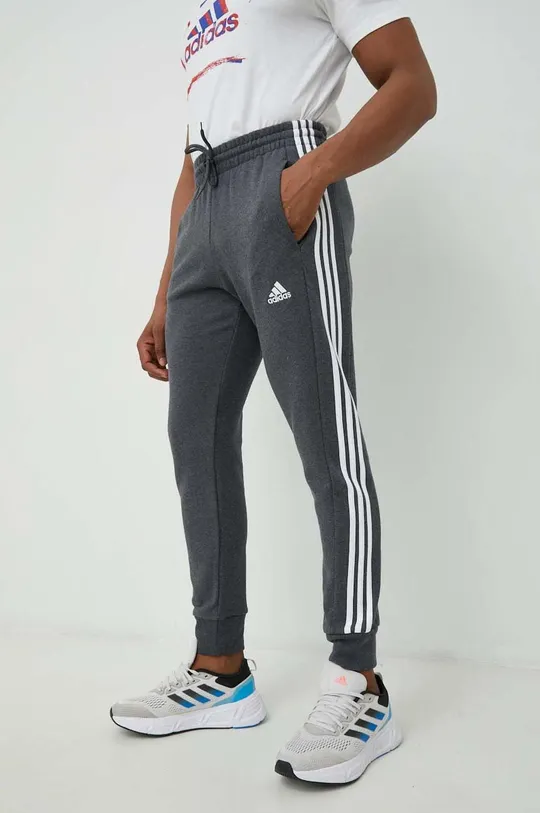 adidas spodnie dresowe bawełniane szary