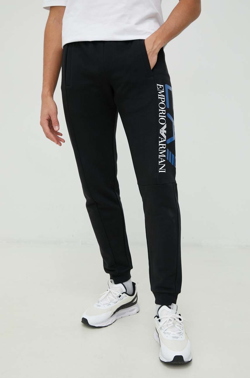 Спортивные штаны EA7 Emporio Armani мужские цвет чёрный с принтом ...
