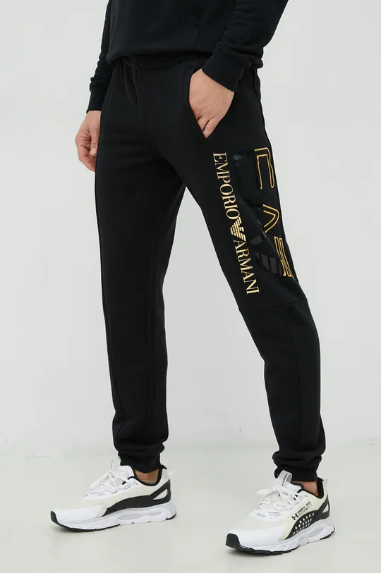 czarny EA7 Emporio Armani spodnie dresowe Męski