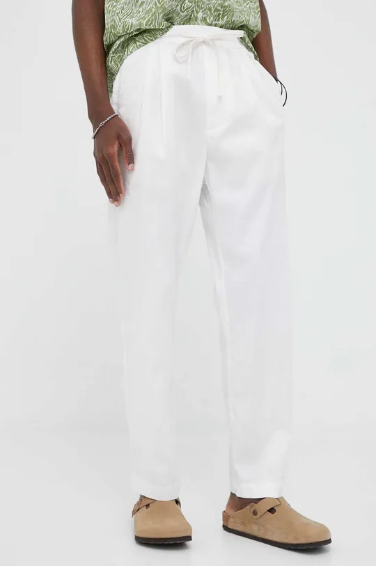 λευκό Λινό παντελόνι Drykorn Morvi Ανδρικά