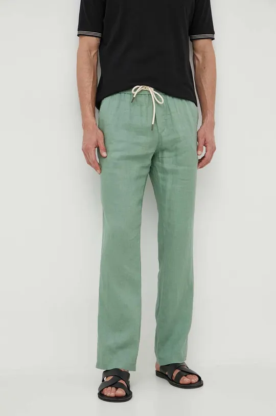 zielony Sisley spodnie lniane Męski