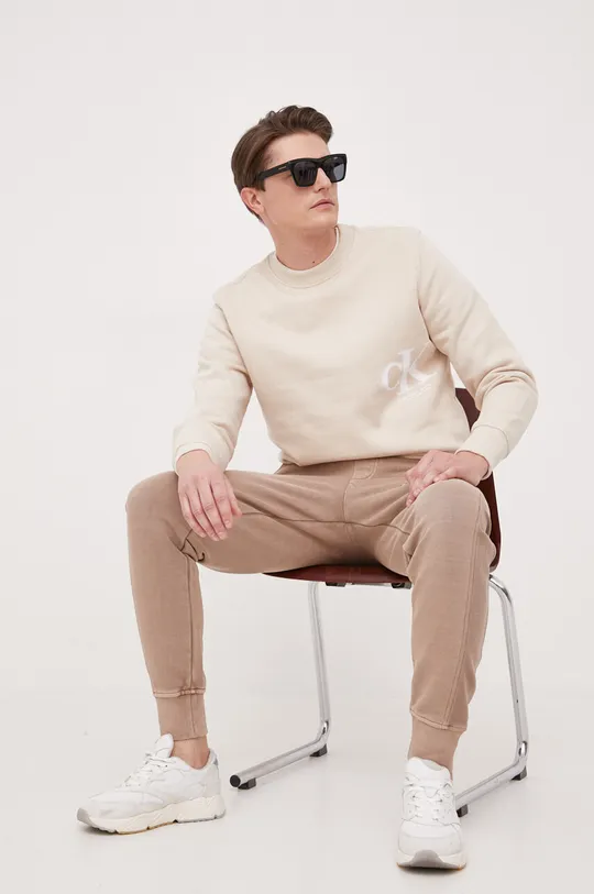 Calvin Klein Jeans pamut melegítőnadrág barna