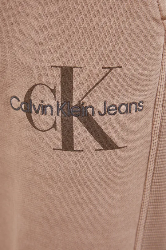 brązowy Calvin Klein Jeans spodnie dresowe bawełniane