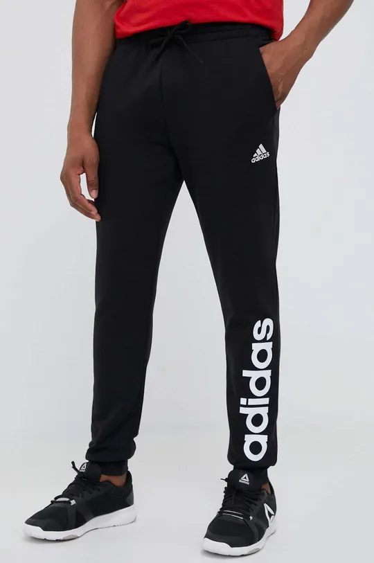 μαύρο Βαμβακερό παντελόνι adidas Ανδρικά