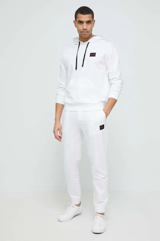 Βαμβακερό παντελόνι HUGO λευκό