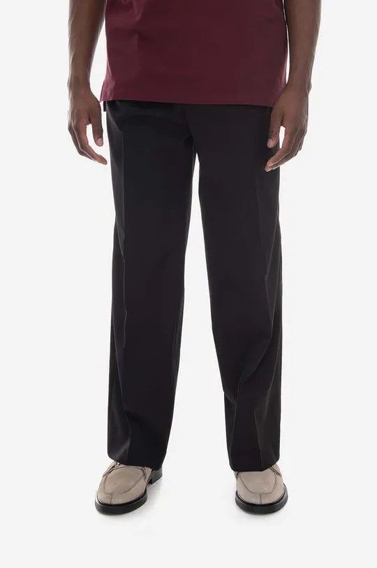czarny Han Kjøbenhavn spodnie z wełną Boxy Suit Pants Męski