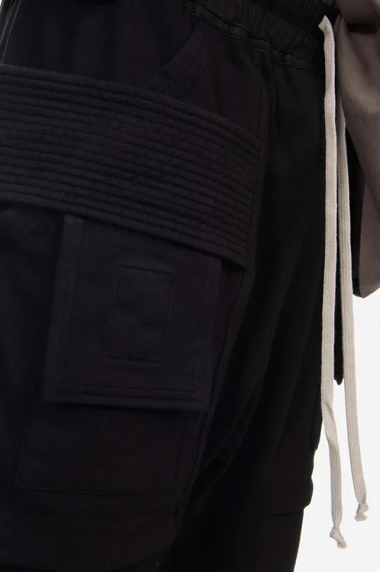negru Rick Owens pantaloni de bumbac Creatch Cargo Cropped Drawstring